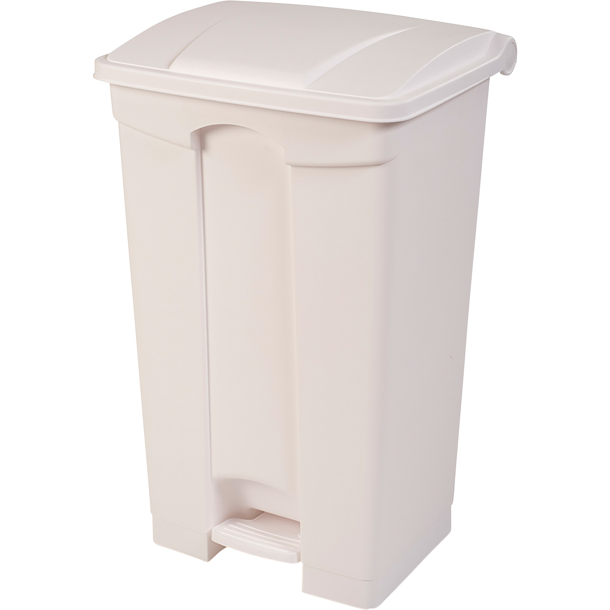 TOTER Fire Retardant Step-On Trash Can - 23-Gallon Capacity, Handsfree Lid, White, Model# SOF23